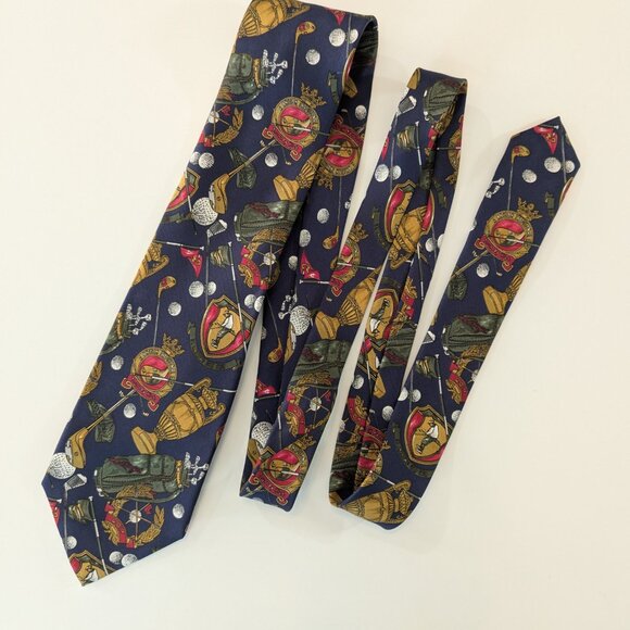 Vintage Hugo Boss Golf Print Silk Tie - Made in Italy - Picture 2 of 8